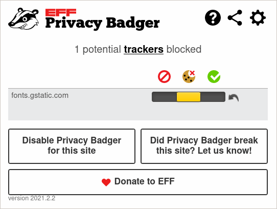 Privacy Badger blocking GoogleFonts